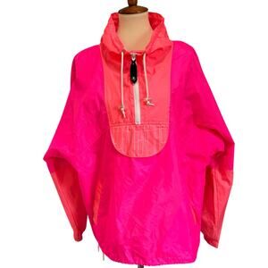 90s Ocean Pacific OP Neon Pink Windbreaker Pullover Half-Zip Jacket, Size M